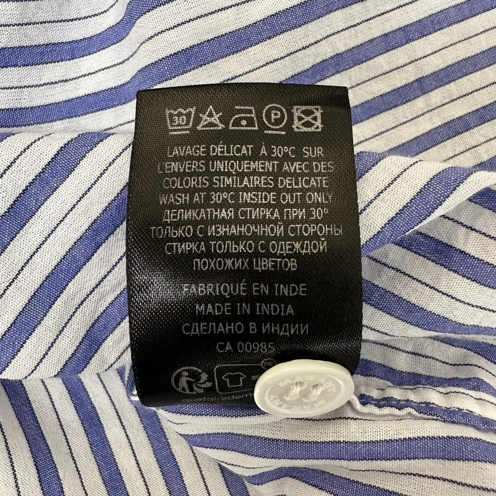 Isabel Marant Labilio Shirt Mens Small Blue Stripe Oversized Short Sleeve Cotton - Picture 14 of 15